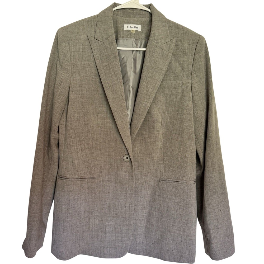 Calvin Klein Gray Blazer Size 10 Career Business Office